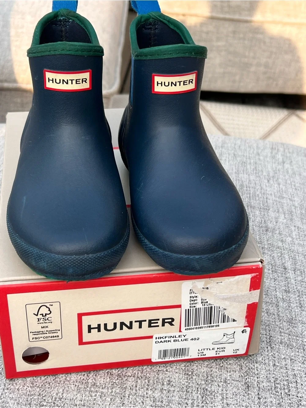 Hunter Kids Navy Blue Rain Chelsea Boots